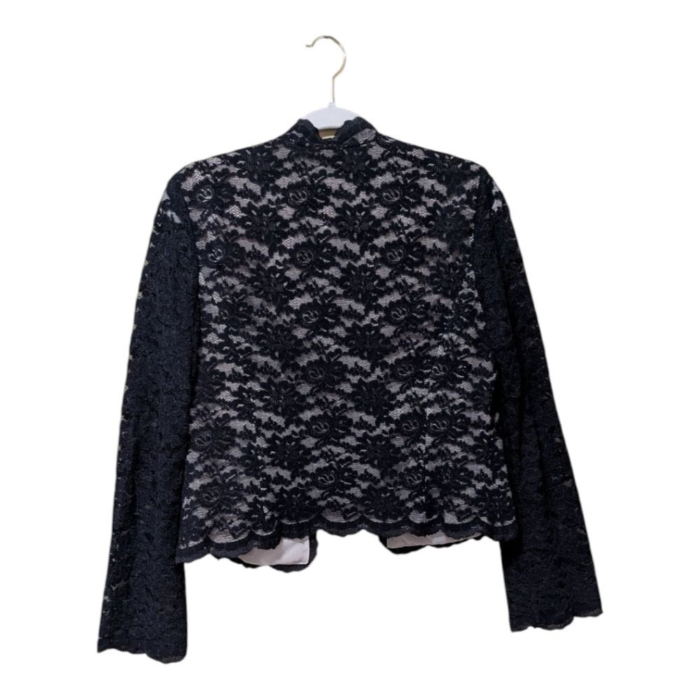 Talbots black lace evening jacket blazer size 10 long sleeve button close dressy - Picture 2 of 8